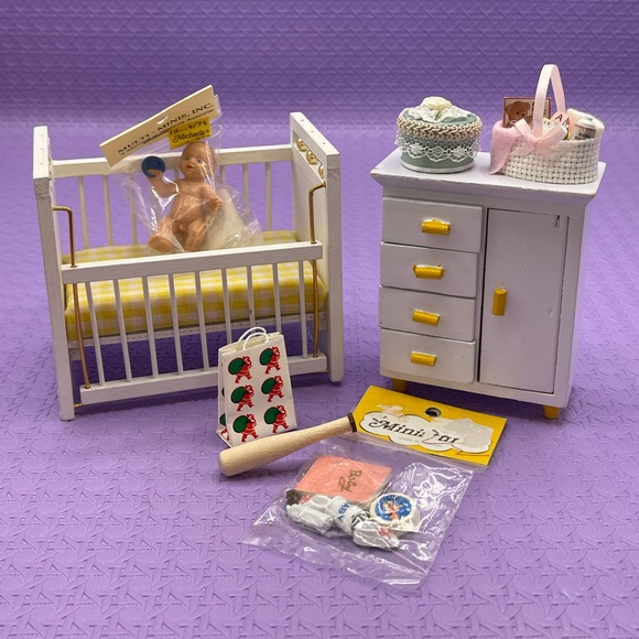 Vintage 90s mini collectables baby room miniature set/ lot - Picture 3 of 15